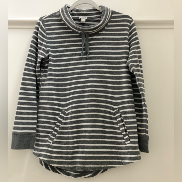 J. Crew Striped Funnelneck Pockets Waffle Knit Sweatshirt - Picture 13 of 16